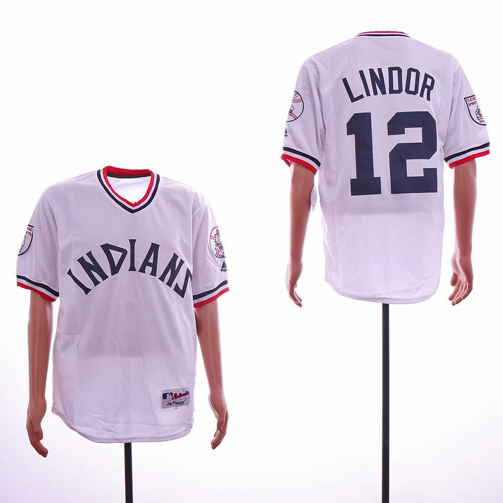 Indians 12 Francisco Lindor White Throwback Jersey Sguo,We sell and wholesale Indians 12 Francisco Lindor White Throwback Jersey Sguo on line form chian!